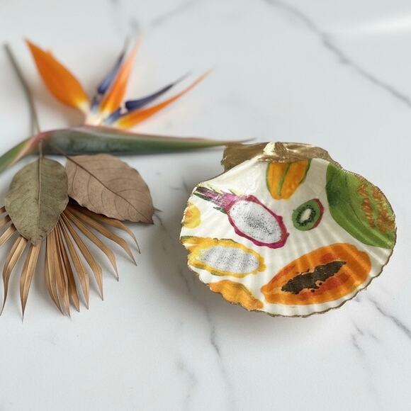 Handmade Other - Tropical Fruit Shell Ring Dish Handmade Dish Dragon Fruit Papaya Boho Gift